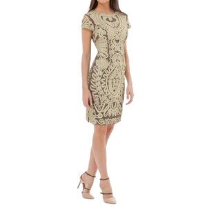 NEW Brian Bailey Gold Metallic Soutache Bodycon Sheath Formal Dress- Size 4